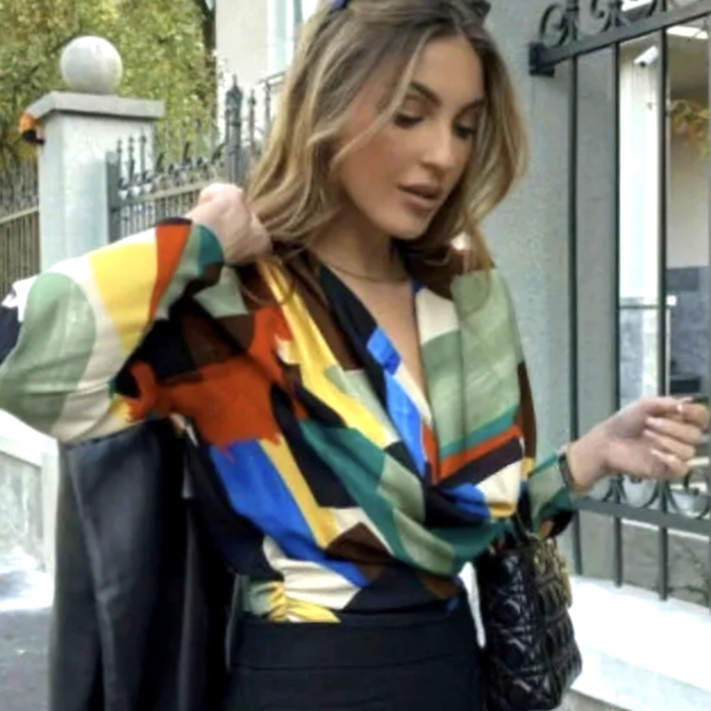 Zara Colorful Geometric Blouse